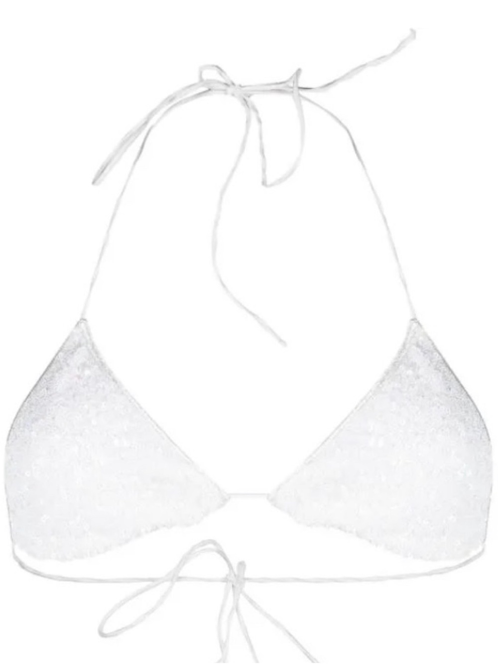 Oseree White Textured Tie-Side Triangle Bikini